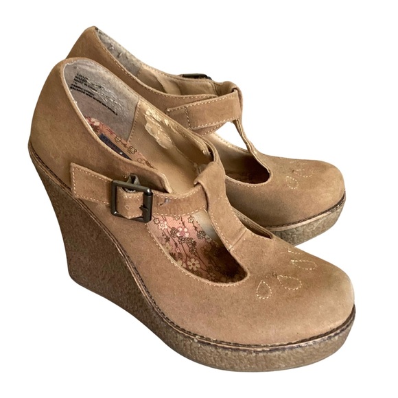 Rock & Rose By Zigi Tan T-Strap Wedges Size 7.5 - Picture 2 of 9